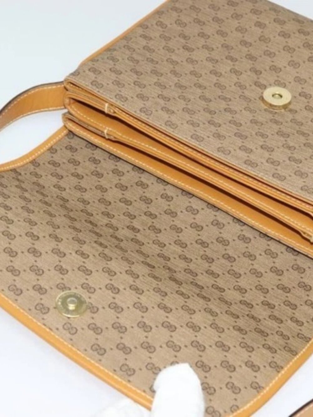 GUCCI Micro GG Supreme Shoulder Bag PVC Brown Gold Auth BA959 - Picture 8 of 16